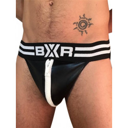 BoXer Sexy Jock Big Zip Jockstrap Underwear Black/White (Black Waistband) (T5428)