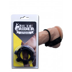Rude Rider Cock Ring & Ball Strap Silicone Black (T6258)