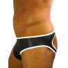 Rude Rider Neoprene Brief Open Back Bottoms Black/White (T7483)