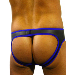 Rude Rider Neoprene Brief Open Back Bottoms Black/Blue (T7473)