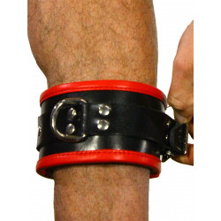 Rude Rider Ankle Cuffs with Padding Leather Black/Red (Set of 2) One Size (T7335)