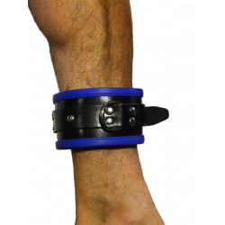 Rude Rider Ankle Cuffs with Padding Leather Black/Blue (Set of 2) One Size (T7338)