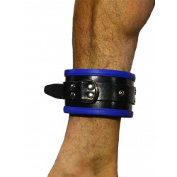 Rude Rider Ankle Cuffs with Padding Leather Black/Blue (Set of 2) One Size (T7338)