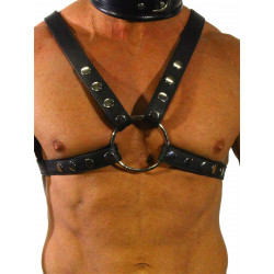 RudeRider Neck & Abs Harness w. Snap Buttons Harness Leather Black One Size (T7313)