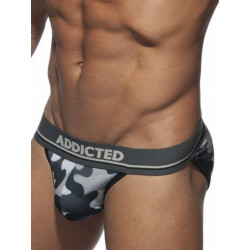 Addicted Camo Mesh Push Up Brief Underwear Grey (T7881)