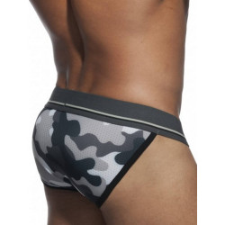 Addicted Camo Mesh Push Up Brief Underwear Grey (T7881)