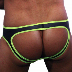 RudeRider Neoprene Brief Open Back Bottoms Black/Yellow (T7471)