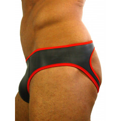 Rude Rider Neoprene Brief Open Back Bottoms Black/Red (T7472)