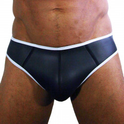 Rude Rider Neoprene Brief Open Back Bottoms Black/White (T7483)