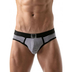 ToF Paris Stripes Push-Up Bottomless Brief Underwear Navy/Black/White (T8191)