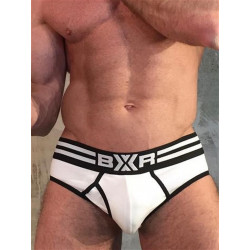BoXer Y Front Brief Underwear White/Black (Black Waistband) (T5400)