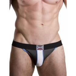 GBGB Finley Metallic Denim Jock Underwear Jockstrap Black/White/Sky Blue (T7060)