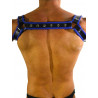 Rude Rider Shoulder Backstrap Harness Leather Black/Blue (T7310)