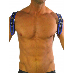 Rude Rider Shoulder Backstrap Harness Leather Black/Blue (T7310)