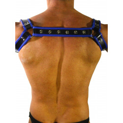 Rude Rider Shoulder Backstrap Harness Leather Black/Blue (T7310)