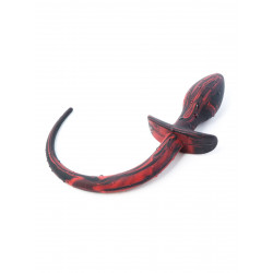 RudeRider Little Dog Tail Plug 28 x 3 cm Black/Red Silicone (T8360)