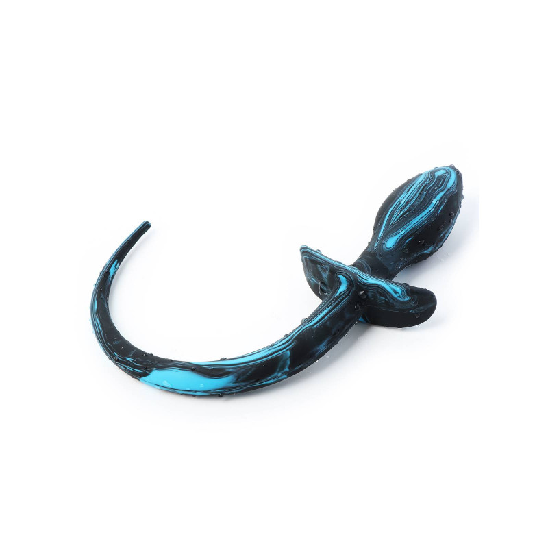 Rude Rider Little Dog Tail Plug 28 x 3 cm Black/Blue Silicone (T8359)