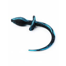 Rude Rider Little Dog Tail Plug 28 x 3 cm Black/Blue Silicone (T8359)