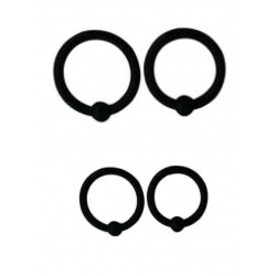 RudeRider Penis Head Glans Ring with Ball 4-Set Silicone Black (T7641)
