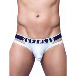 Supawear Ribbed Slashed Brief Underwear White (T9144)