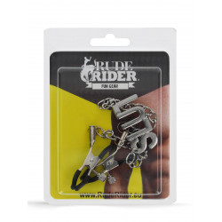 Rude Rider Slut Nipple Clamps Metal/PVC (T9046)