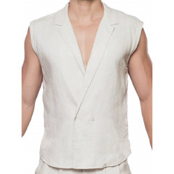 2Eros Breezy Single Button Wrap Vest Beige (T9199)