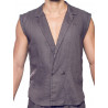 2Eros Breezy Single Button Wrap Vest Dark Gray (T9198)