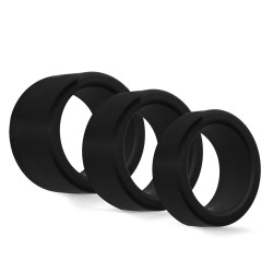 RudeRider Ball Stretcher Liquid Silicone Black 3-Set (T9389)