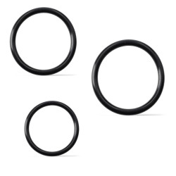 RudeRider Silicone Cock Ring Thin 3-Set Black (T9388)