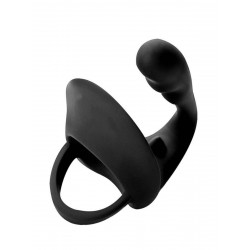 Rude Rider Ass Plug/Jock Lock Cockring Silicone Black (T7642)