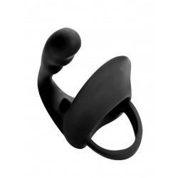 Rude Rider Ass Plug/Jock Lock Cockring Silicone Black (T7642)