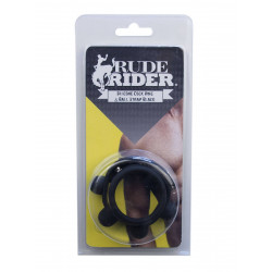 Rude Rider Cock Ring & Ball Strap Silicone Black (T6258)