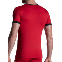 Manstore V-Neck Regular T-Shirt M2103 Black/Red (T8140)