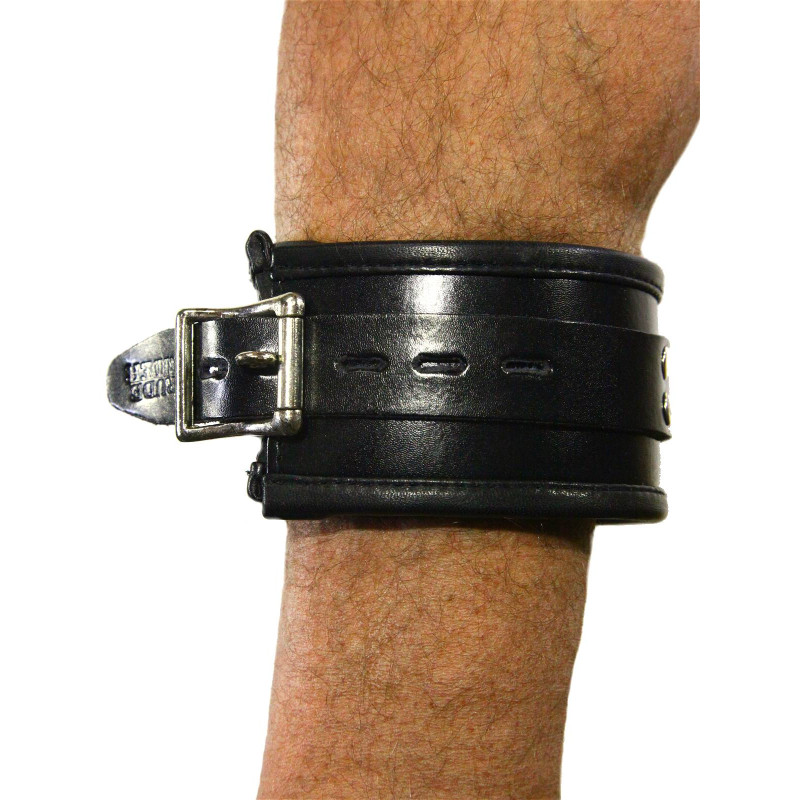 Rude Rider Ankle Cuffs with Padding Leather Black/Black (Set of 2) One Size (T7336)