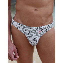 2Eros V80 Signature Print Swim Thong White (T11111)