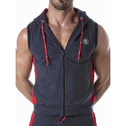 ToF Paris Zipped Sleeveless Hoodie Navy (T9479)