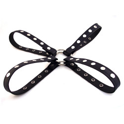 Rouge Leather Chest Harness with Snap Buttons Black (T11338)