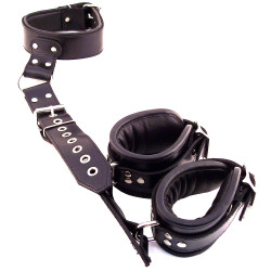 Rouge Leather Neck to Wrist Restraint Black (T11428)