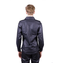 Rouge Leather Shirt, Leather, Full Sleeves Black (T11410)