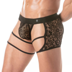 ToF Paris Lace Chaps Thong Black (T12143)