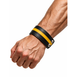 Rouge Leather Wrist Band Black/Yellow (T11635)