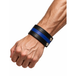 Rouge Leather Wrist Band Black/Blue (T11621)