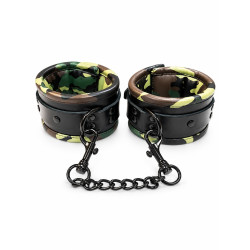 Rouge Padded Leather Wrist Cuffs Black/Camo (T11316)