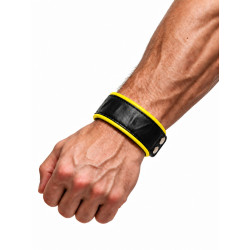 Rouge Leather Wrist Band with Piping Black/Yellow (T11310)