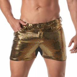 ToF Paris Glitter 5 Pockets Mid-Thigh Shorts Gold (T12128)