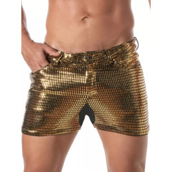 ToF Paris Glitter 5 Pockets Mid-Thigh Shorts Gold (T12128)