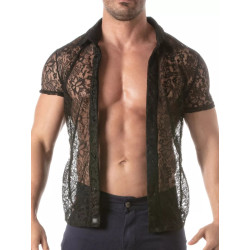ToF Paris Lace Short-Sleeve Shirt Black (T11925)
