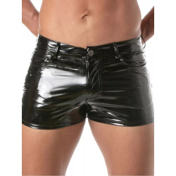 ToF Paris Vinyl 5 Pocket Mid-Thigh Shorts Black (T12150)