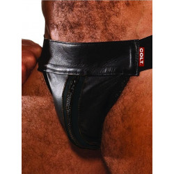 Colt Leather Zip Jock - Black (T0025)